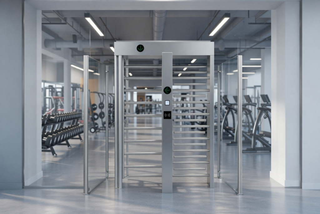 High security full height turnstile gate with 2200mm tall barrier for maximum protection