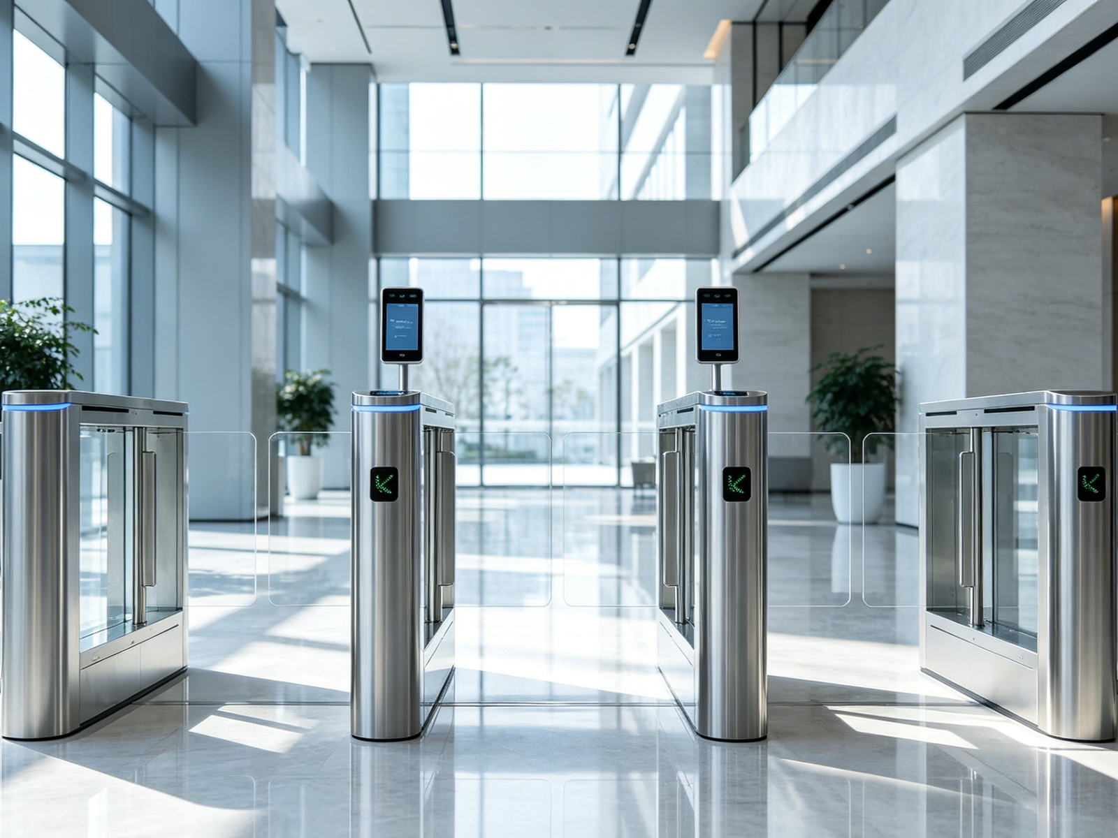 Speed Gate Turnstile in modern office building lobby