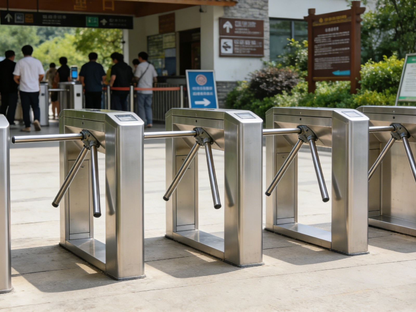 Tripod turnstile gate with three rotating arms for pedestrian access control